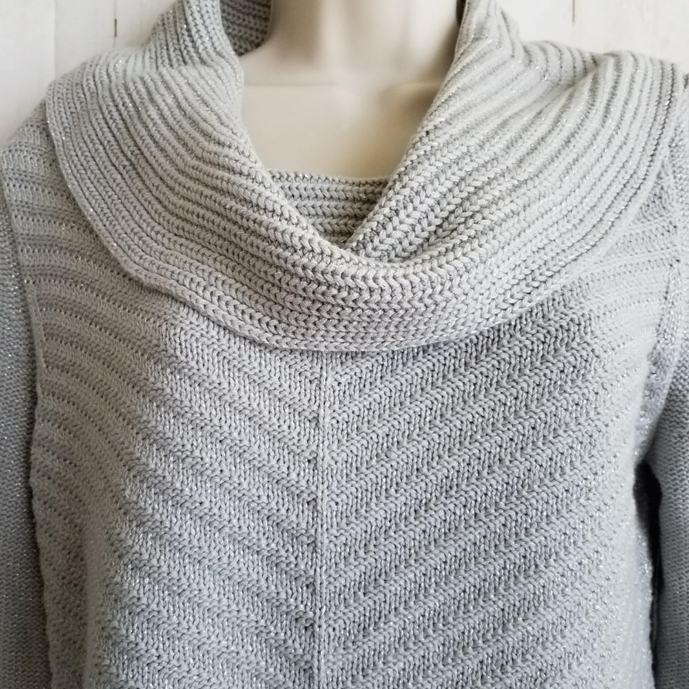 Style & Co Tunic Sweater Petite L Silver D4 - Picture 3 of 4